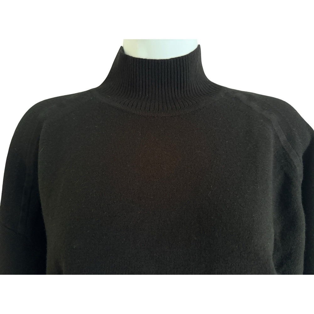 REISS Gabby Knit Sweater Dress M Black Wool Blend Mock Neck Zipper Slit $320 - Picture 8 of 14